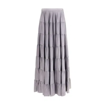 FORTE FORTE GRAY SILK LONG SKIRT