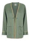 Forte Forte Green Jacket With Toggle Closure On The Front And Contrasting Trim In Viscose Blend Woman In Green