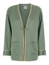 Forte Forte Green Jacket With Toggle Closure On The Front And Contrasting Trim In Viscose Blend Woman In Green