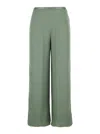 Forte Forte Green Pants With Rear Elastic Waist And Wide Leg In Viscose Blend Woman In Green