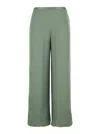 Forte Forte Green Pants With Rear Elastic Waist And Wide Leg In Viscose Blend Woman In Green