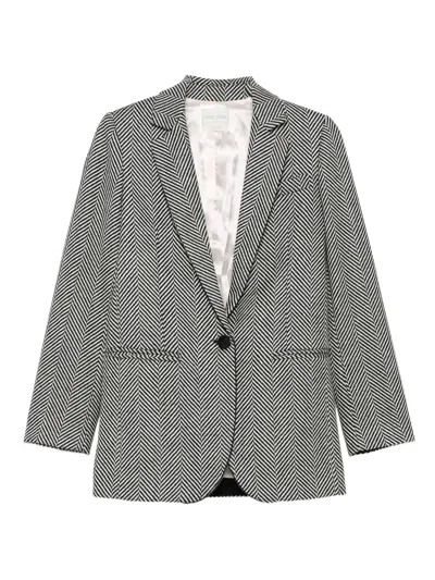 Forte Forte Grey Chevron Wool Chic Jacket In Multi
