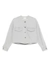 Forte Forte Grey Denim Cotton Overshirt In Animal Print