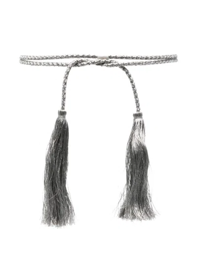 FORTE FORTE GREY EMBELLISHED TIE-AROUND BELT