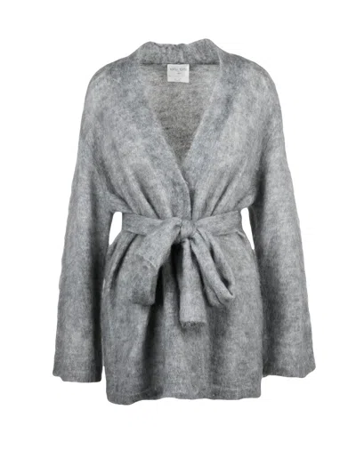 Forte Forte Grey Mohair-blend Belted Cardigan