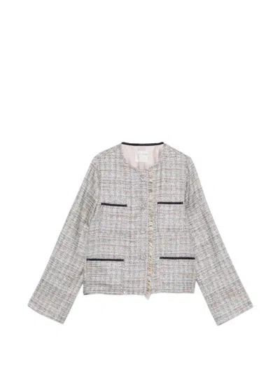 Forte Forte Grey Round Neck Jacket In Gray