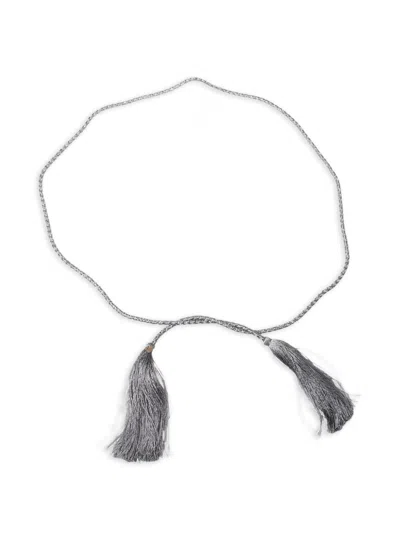Forte Forte Crystals And Tassels Belt In Gray