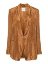 Forte Forte Crystal-embellished Silk Blazer In Brown