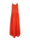 Forte Forte Orange Long Dres With Thin Shoulder Straps And V-neck In Silk Woman In Orange