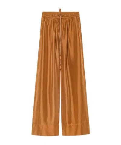 Forte Forte Habotai Silk Trousers In Brown