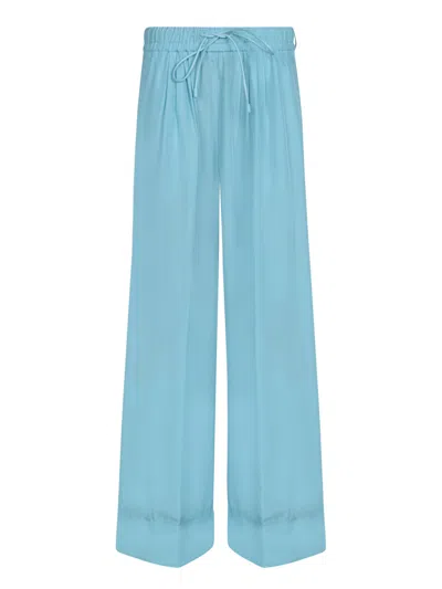 Forte Forte Habotai Wide-leg Pants Aqua In Blue