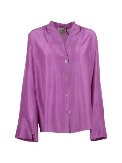 Forte Forte Habotai Silk V Neck Blouse In Purple