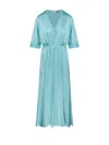 Forte Forte Sleeve Dress V-neckline Elastic Waistband Midi Length