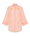 FORTE FORTE HALFSLEEVE VOILE SHIRT WITH ONIRIC BLOSSOM EMBROIDERY PATTERN