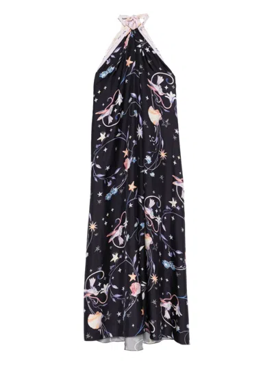 Forte Forte Halter Floral Print Dress In Metallic