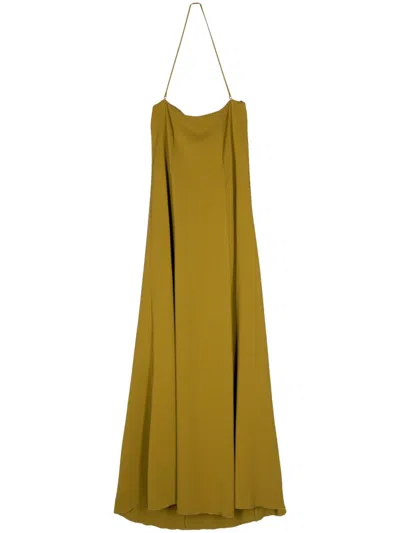 Forte Forte Halterneck Flared Maxi Dress In Green