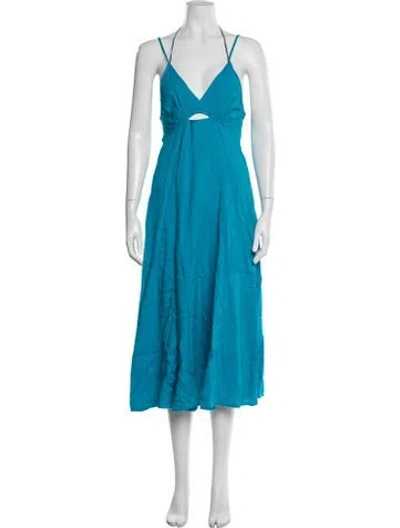 Pre-owned Forte Forte Halterneck Midi Length Dress In Blue