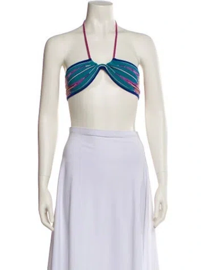 Pre-owned Forte Forte Halterneck Sleeveless Crop Top In Blue