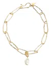 Forte Forte Hammered-link Pearl Necklace In Gold