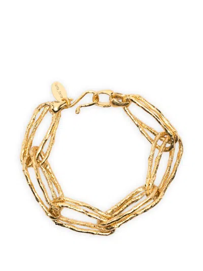 Forte Forte Hammered-effect Chain-link Bracelet In Gold