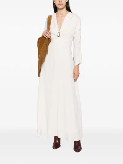 Forte Forte Hammered-ring V-neck Dress In Ivory
