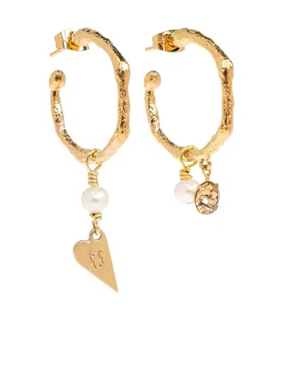 FORTE FORTE HEART-CHARM HOOP EARRINGS