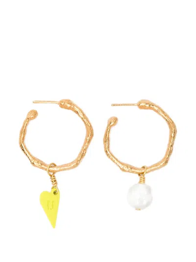 Forte Forte Heart-charm Hoop Earrings In Gold