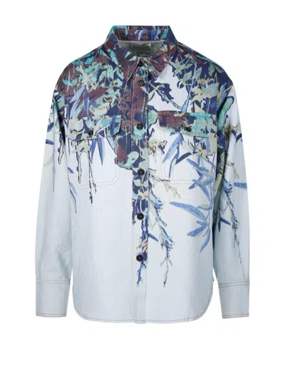Forte Forte Heaven-printed Overshirt In Clear Blue