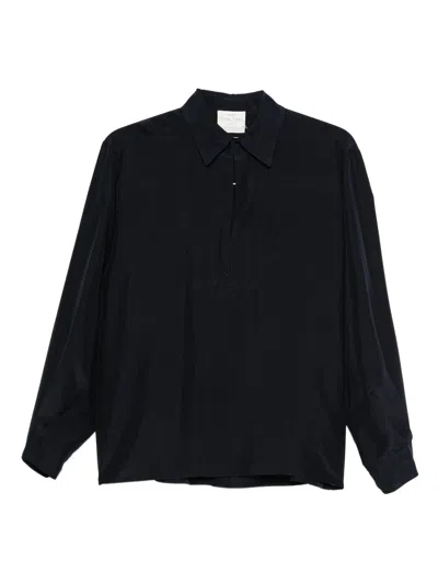 Forte Forte Heavy Habotai Silk Polo Shirt In Black