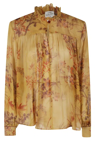 Forte Forte Heliodore Le Bambou Secret Floral Viscose Blouse In Brown