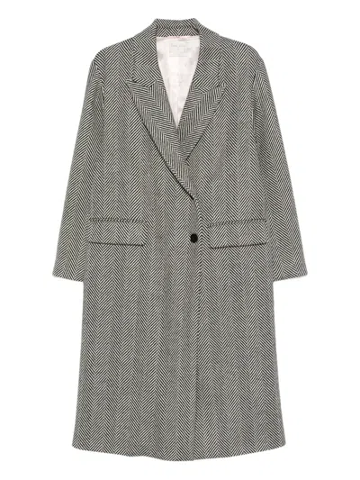 FORTE FORTE HERRINGBONE DOUBLE-BREASTED COAT