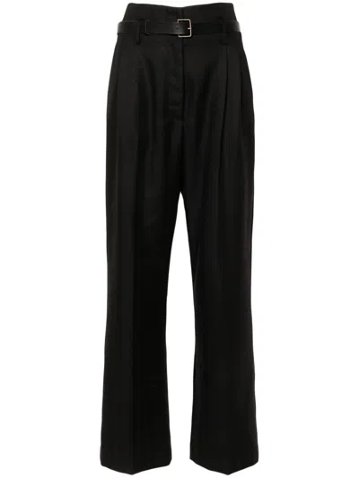 Forte Forte Herringbone Tailored Trousers In Black