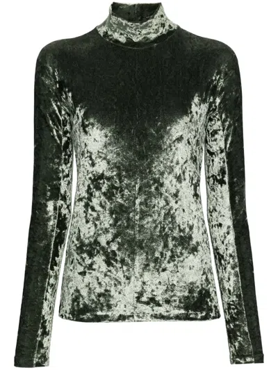 Forte Forte High-neck Velvet T-shirt In Green