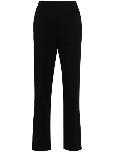 Forte Forte Interwoven Tapered-leg Trousers In Schwarz