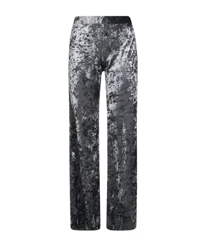 Forte Forte Stretch Velvet Wide Leg Trousers In Black