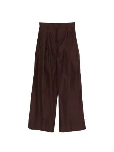 Forte Forte High-waist Pleated Trousers In Brown