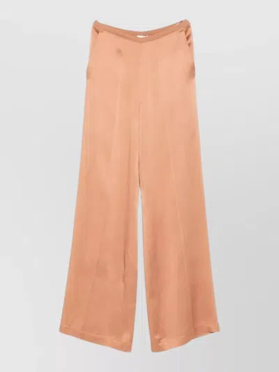 Forte Forte High Waist Satin Wide Leg Trousers In Brown