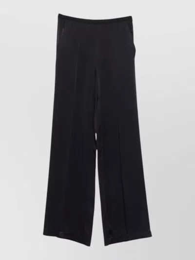 Forte Forte High Waist Trousers Satin Wide Leg In Black