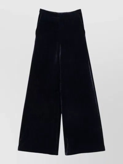 Forte Forte High Waist Velvet Wide Leg Trousers In Blue