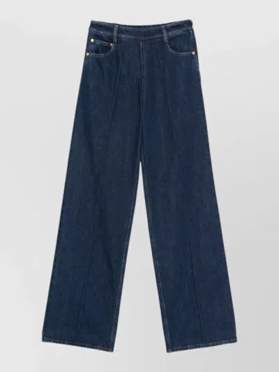 Forte Forte High Waist Wide Leg Denim Trousers In Blue