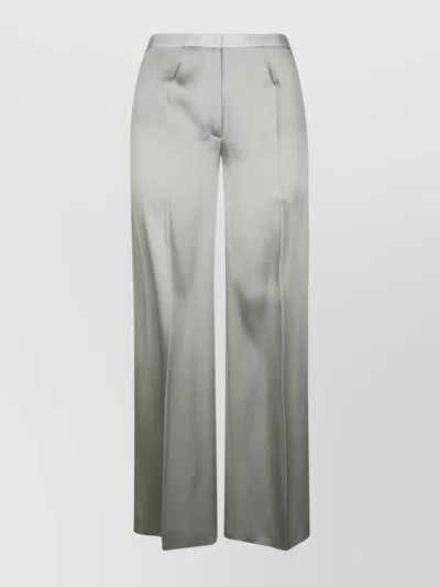 Forte Forte High Waist Wide Leg Satin Trousers In Silver