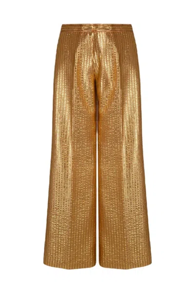 Forte Forte Laminated Corduroy Trousers In Yellow