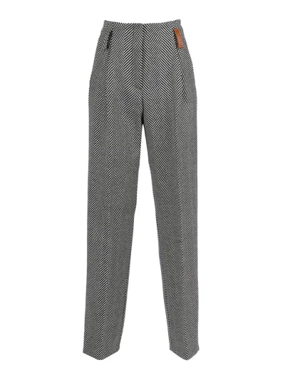 FORTE FORTE HIGH-WAISTED CHEVRON WOOL TROUSERS