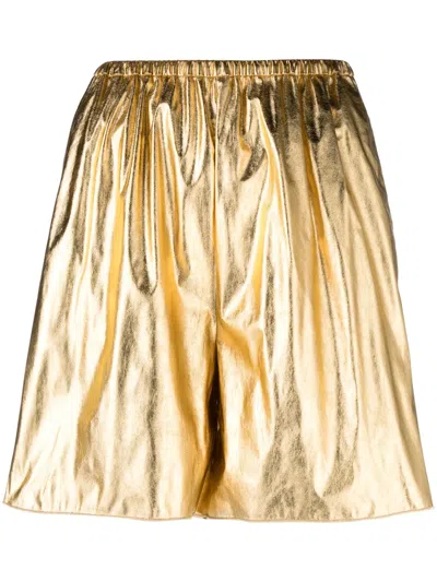 Forte Forte High-waisted Metallic Shorts In Gold