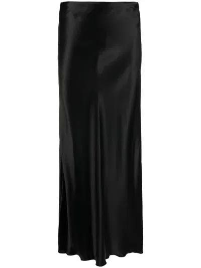 Forte Forte High-waisted Satin Midi Skirt In Black