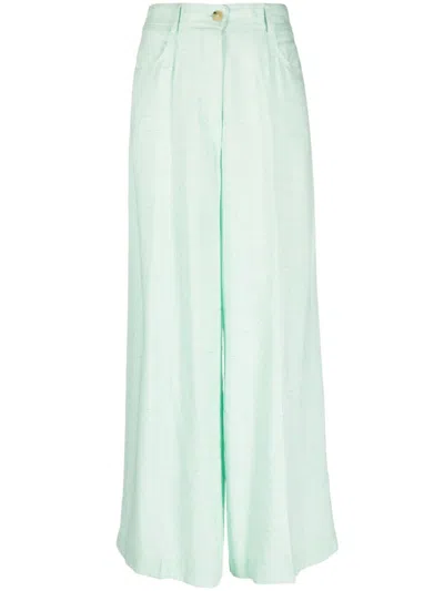 Forte Forte High-waisted Wide-leg Trousers In Green