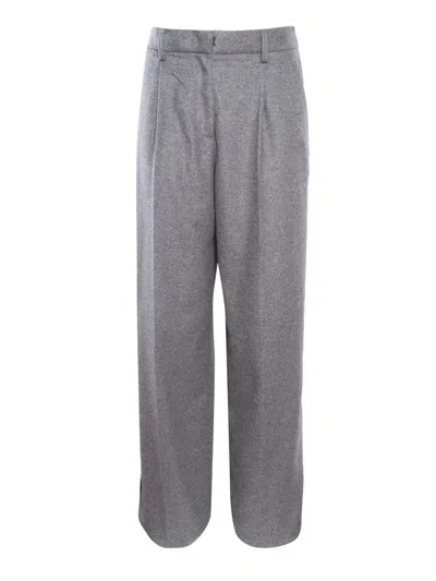 Forte Forte High-waisted Woolen Trousers In Gray