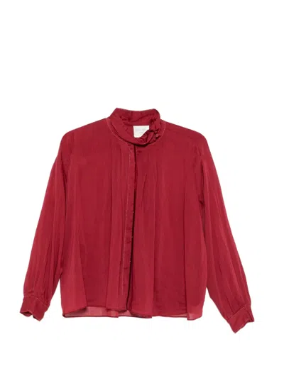 Forte Forte High-neck Pleated Blouse In Red