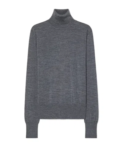 Forte Forte Highneck Sweater In Superfine Merino Wool In Gray