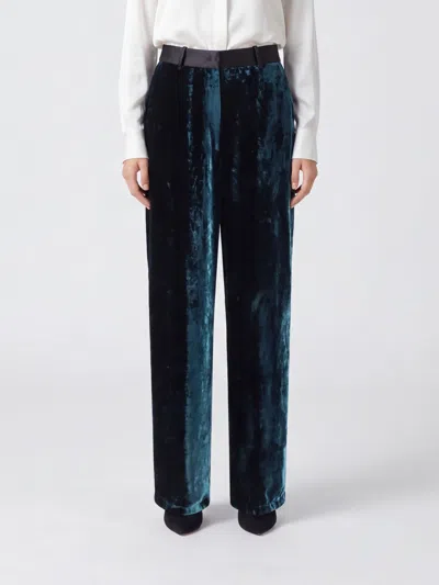 Forte Forte High-waisted Straight Leg Black Velvet Trousers In Brown
